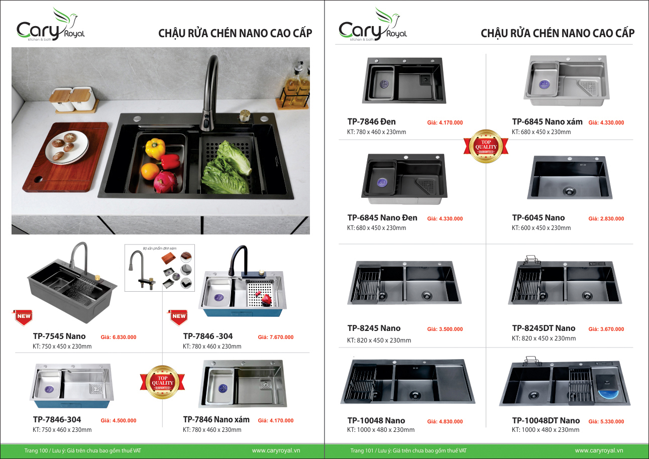 CHẬU RỬA CHÉN INOX CAO CẤP -CARY ROYAL 2023 CHIẾT KHẤU TỪ 55% - 60%