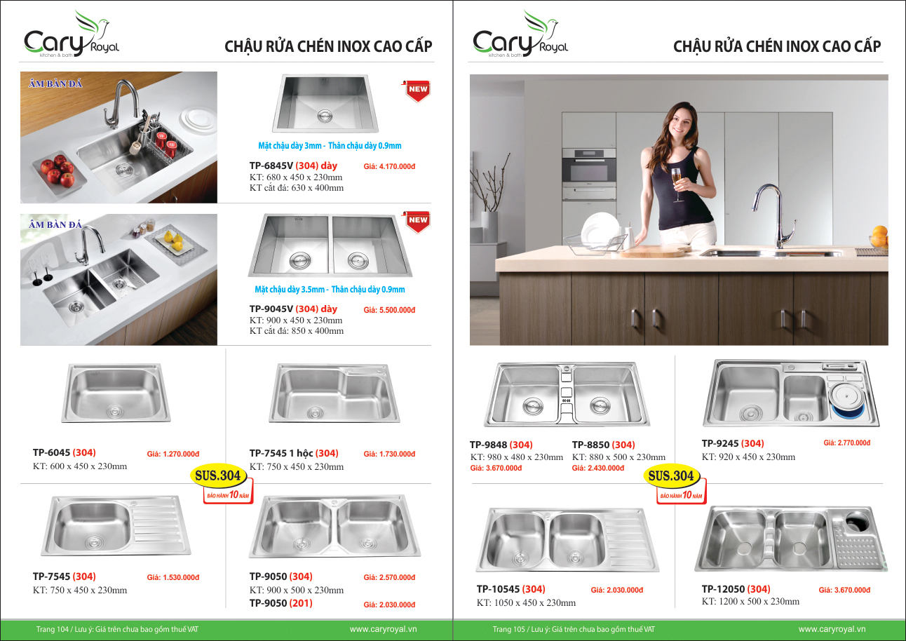CHẬU RỬA CHÉN INOX CAO CẤP -CARY ROYAL 2023 CHIẾT KHẤU TỪ 55% - 60%