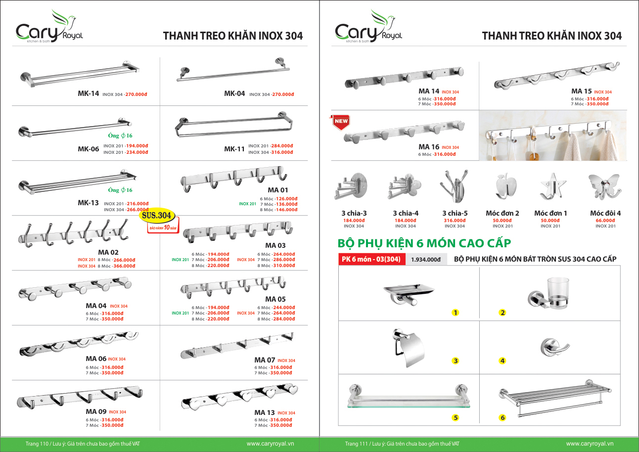 THANH TREO KHĂN INOX 304 -CARY ROYAL 2023 CHIẾT KHẤU TỪ 55% - 60%