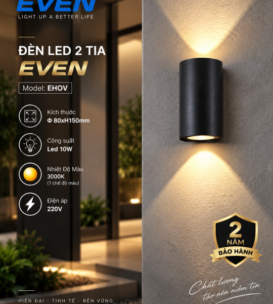 HẮT TƯỜNG 10W VỎ ĐEN EVEN. AS VÀNG XEM BẢNG GIÁ