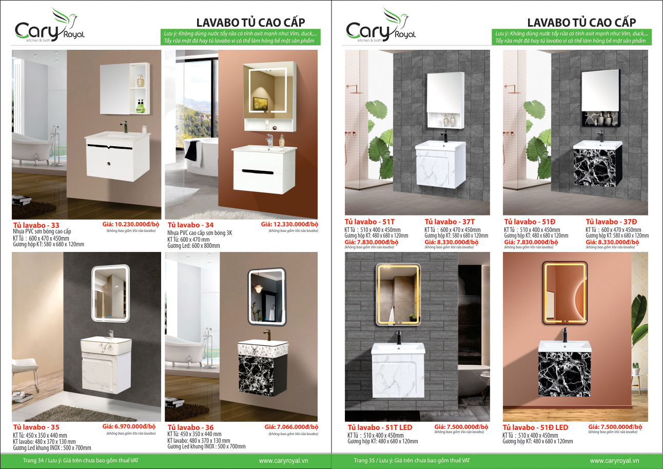 LAVABO TỦ CAO CẤP-CARY ROYAL 2023 CHIẾT KHẤU TỪ 55% - 60%