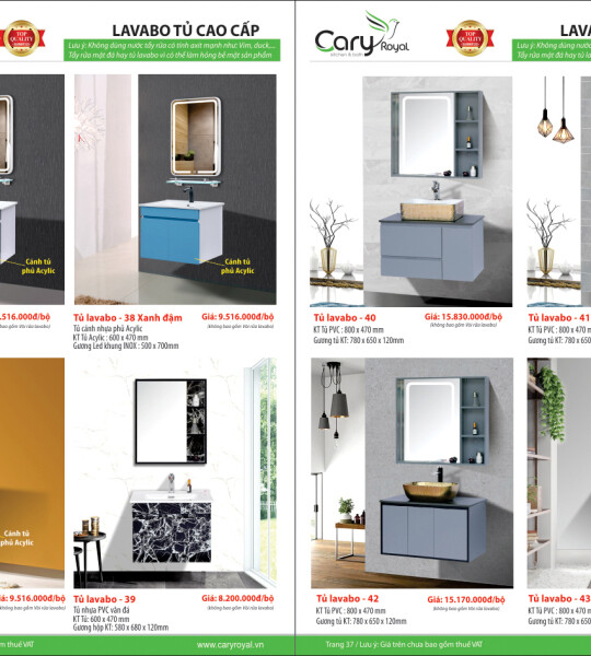 LAVABO TỦ CAO CẤP-CARY ROYAL 2023 CHIẾT KHẤU TỪ 55% - 60%