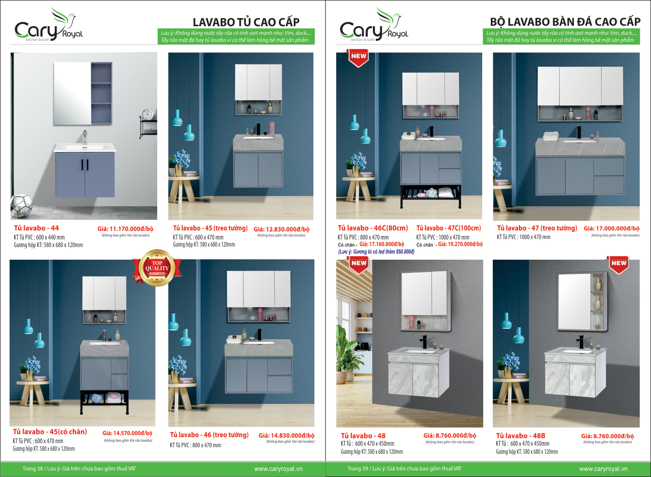 LAVABO TỦ CAO CẤP-CARY ROYAL 2023 CHIẾT KHẤU TỪ 55% - 60%