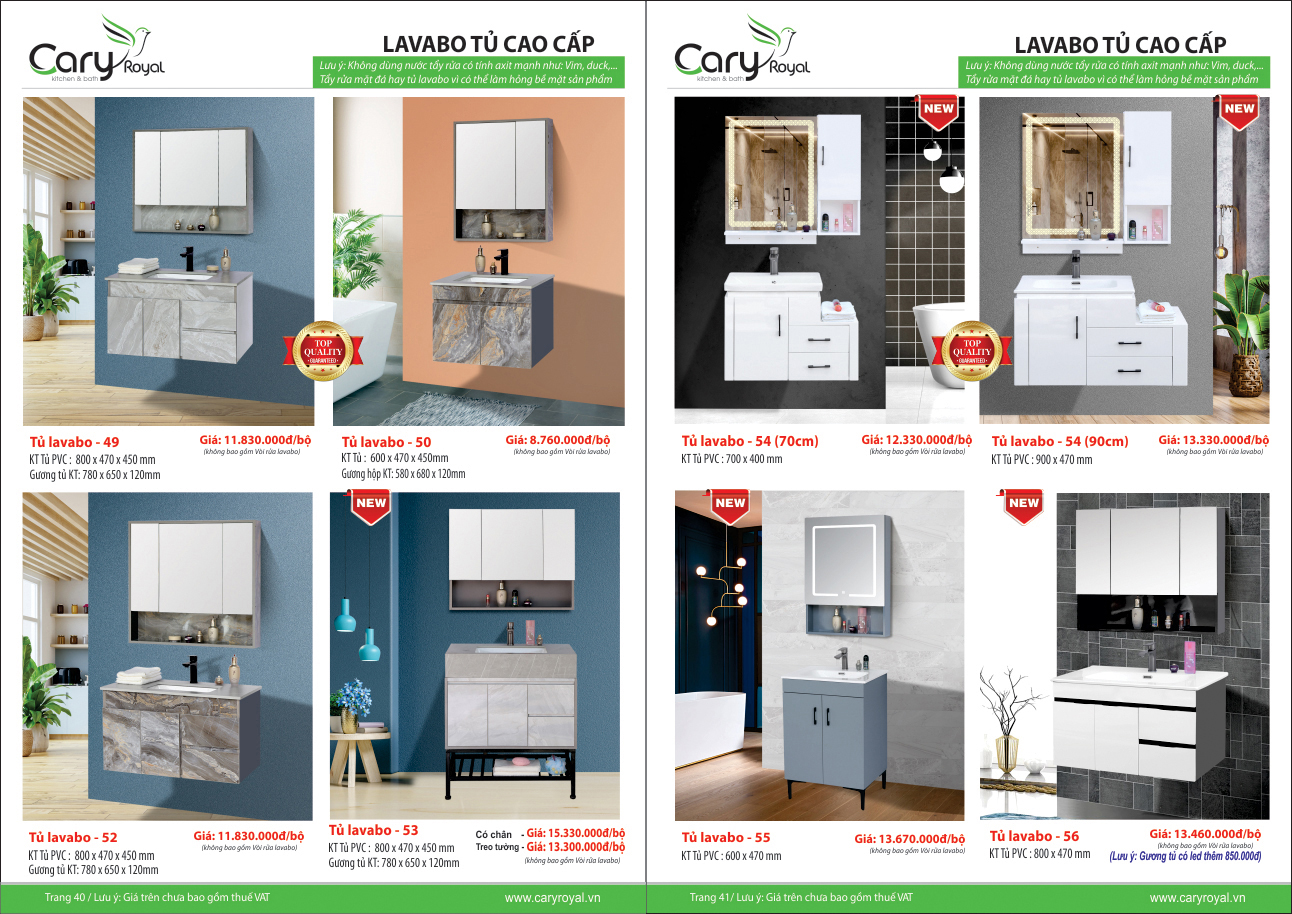 LAVABO TỦ CAO CẤP-CARY ROYAL 2023 CHIẾT KHẤU TỪ 55% - 60%