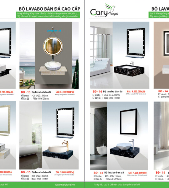 BỘ LAVABO BÀN ĐÁ CAO CẤP -CARY ROYAL 2023 CHIẾT KHẤU TỪ 55% - 60%