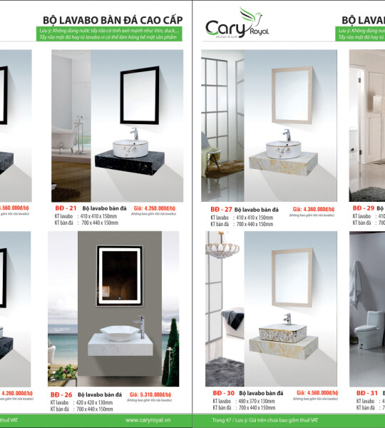 BỘ LAVABO BÀN ĐÁ CAO CẤP -CARY ROYAL 2023 CHIẾT KHẤU TỪ 55% - 60%