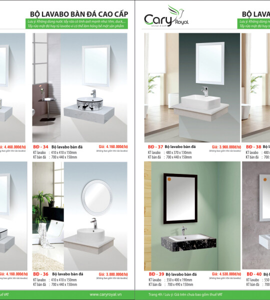 BỘ LAVABO BÀN ĐÁ CAO CẤP -CARY ROYAL 2023 CHIẾT KHẤU TỪ 55% - 60%