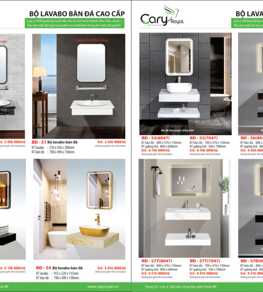 BỘ LAVABO BÀN ĐÁ CAO CẤP -CARY ROYAL 2023 CHIẾT KHẤU TỪ 55% - 60%