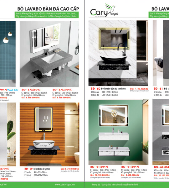 BỘ LAVABO BÀN ĐÁ CAO CẤP -CARY ROYAL 2023 CHIẾT KHẤU TỪ 55% - 60%