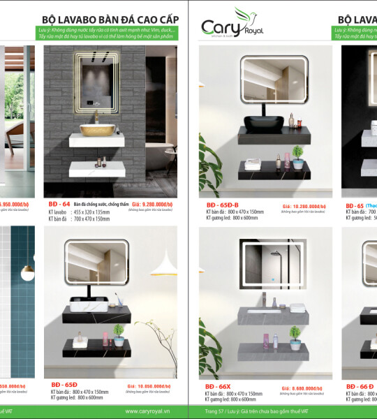 BỘ LAVABO BÀN ĐÁ CAO CẤP -CARY ROYAL 2023 CHIẾT KHẤU TỪ 55% - 60%