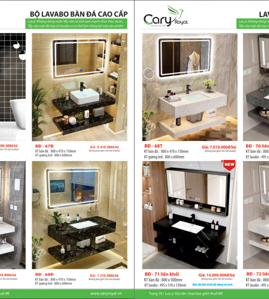 BỘ LAVABO BÀN ĐÁ CAO CẤP -CARY ROYAL 2023 CHIẾT KHẤU TỪ 55% - 60%