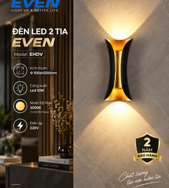 HẮT TƯỜNG 10W VỎ ĐEN EVEN. AS VÀNG XEM BẢNG GIÁ
