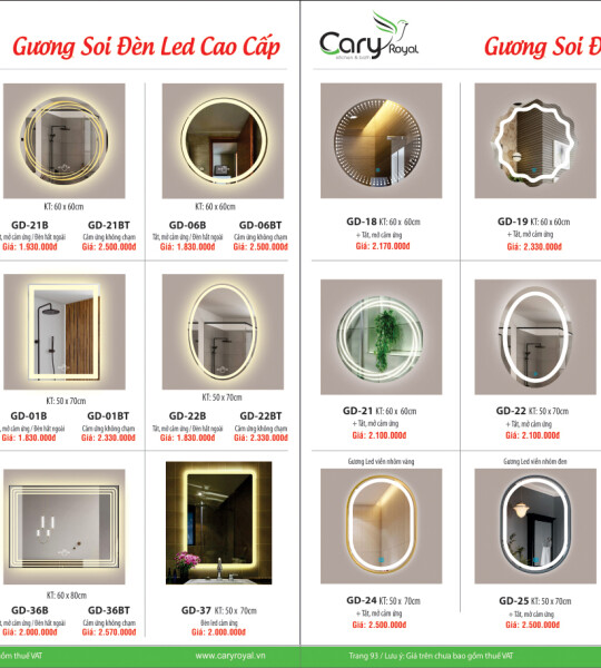GƯƠNG SOI ĐÈN LED CAO CẤP -CARY ROYAL 2023 CHIẾT KHẤU TỪ 55% - 60%