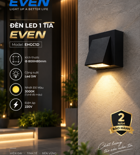 HẮT TƯỜNG 5W VỎ ĐEN EVEN. AS VÀNG XEM BẢNG GIÁ
