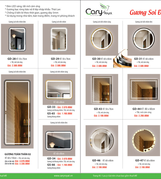 GƯƠNG SOI ĐÈN LED CAO CẤP -CARY ROYAL 2023 CHIẾT KHẤU TỪ 55% - 60%