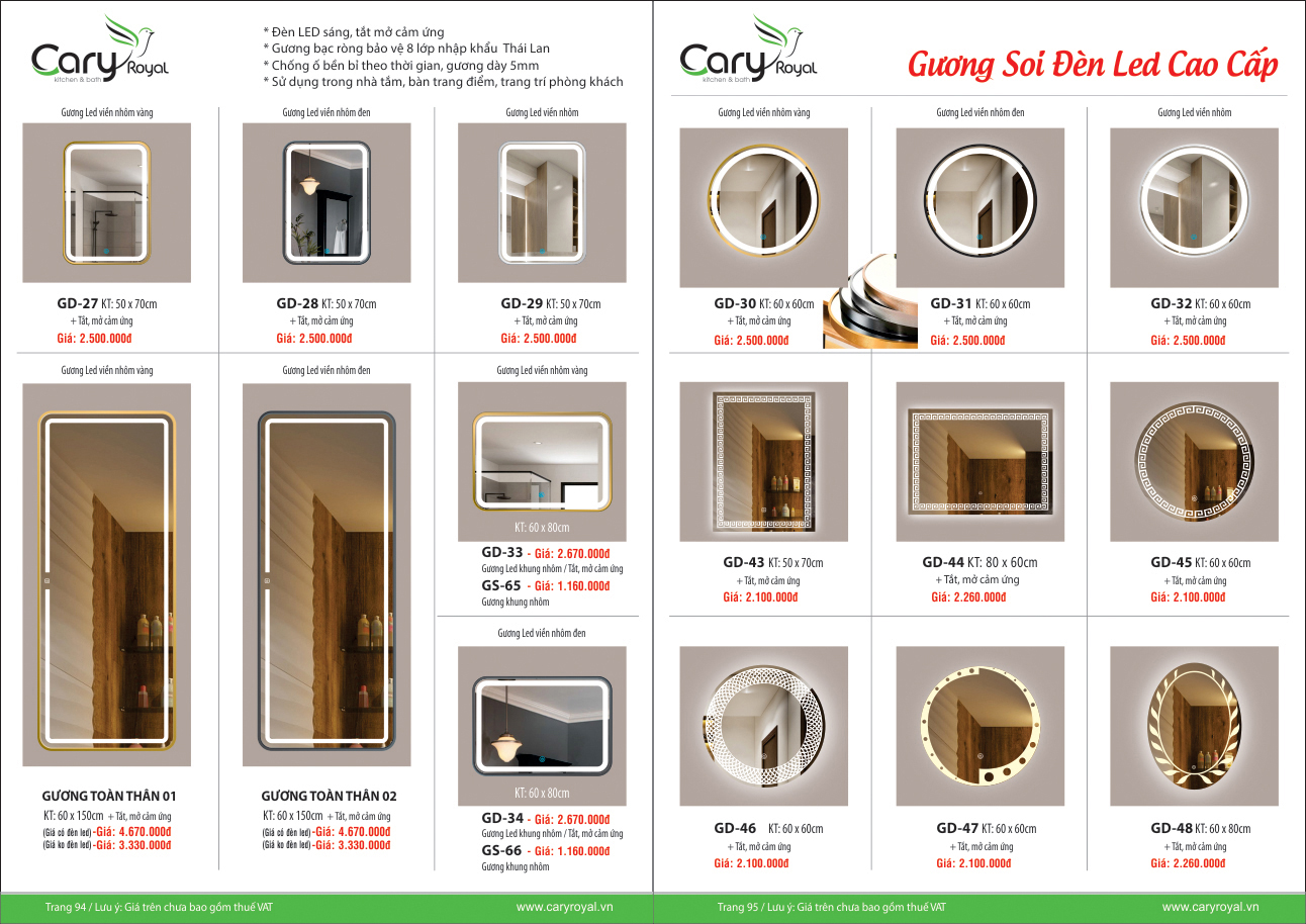 GƯƠNG SOI ĐÈN LED CAO CẤP -CARY ROYAL 2023 CHIẾT KHẤU TỪ 55% - 60%