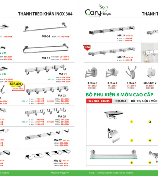 THANH TREO KHĂN INOX 304 -CARY ROYAL 2023 CHIẾT KHẤU TỪ 55% - 60%