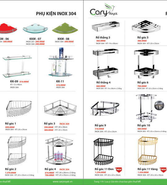 PHỤ KIỆN INOX 304 - CARY ROYAL 2023 CHIẾT KHẤU TỪ 55% - 60%