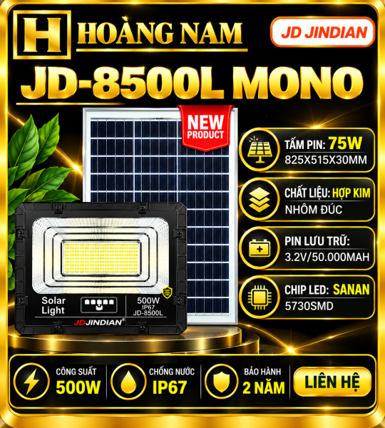Đèn Năng Lượng Mặt Trời 500W Jindian JD-8500L. HÀNG XỊN