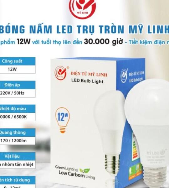 BÓNG ĐÈN LED BULD TRỤ TRÒN 12W MỸ LINH