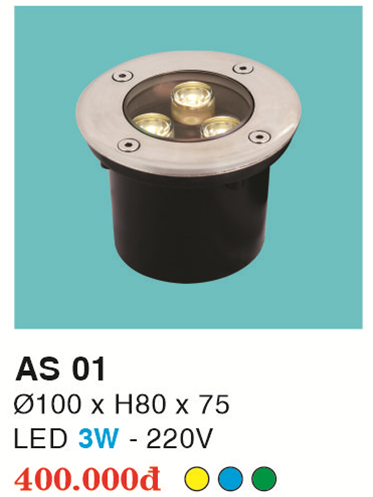 ĐÈN LED ÂM SÀN 3W VÀNG - XANH DƯƠNG - XANH LÁ HF