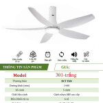 Quạt Đèn Trang Trí 5 Cánh 301 - Trắng - BH: 5 Năm